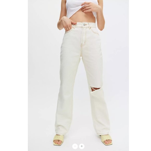BDG Loose Straight Jean – Destroyed Ivory Denim - Urban Outfitters 33 - Picture 1 of 15